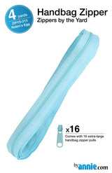 ByAnnie™ Zippers by the Yard | #4.5 Handbag Zipper Tape with 16 Pulls - All Colors