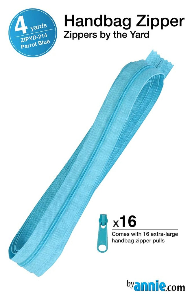 ByAnnie™ Zippers by the Yard | #4.5 Handbag Zipper Tape with 16 Pulls - All Colors