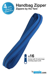 ByAnnie™ Zippers by the Yard | #4.5 Handbag Zipper Tape with 16 Pulls - All Colors
