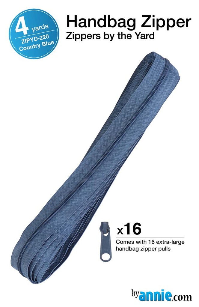 ByAnnie™ Zippers by the Yard | #4.5 Handbag Zipper Tape with 16 Pulls - All Colors