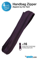 ByAnnie™ Zippers by the Yard | #4.5 Handbag Zipper Tape with 16 Pulls - All Colors