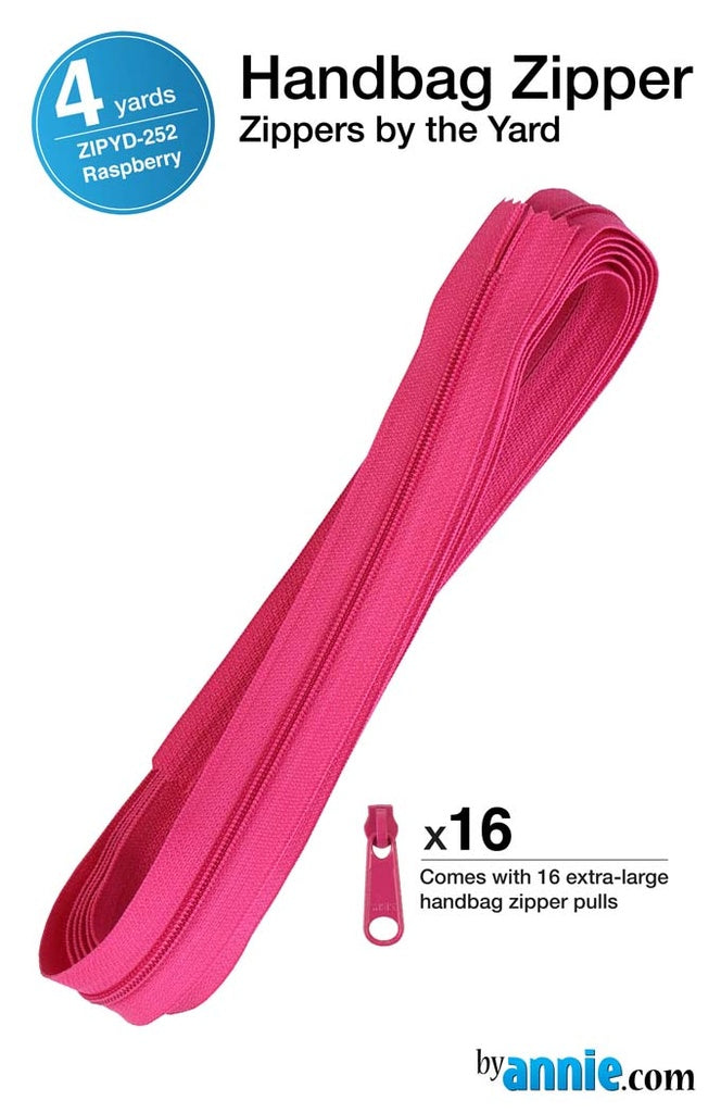 ByAnnie™ Zippers by the Yard | #4.5 Handbag Zipper Tape with 16 Pulls - All Colors