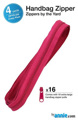 ByAnnie™ Zippers by the Yard | #4.5 Handbag Zipper Tape with 16 Pulls - All Colors