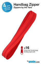 ByAnnie™ Zippers by the Yard | #4.5 Handbag Zipper Tape with 16 Pulls - All Colors