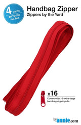 ByAnnie™ Zippers by the Yard | #4.5 Handbag Zipper Tape with 16 Pulls - All Colors