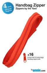 ByAnnie™ Zippers by the Yard | #4.5 Handbag Zipper Tape with 16 Pulls - All Colors