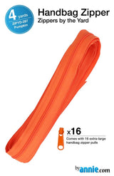 ByAnnie™ Zippers by the Yard | #4.5 Handbag Zipper Tape with 16 Pulls - All Colors