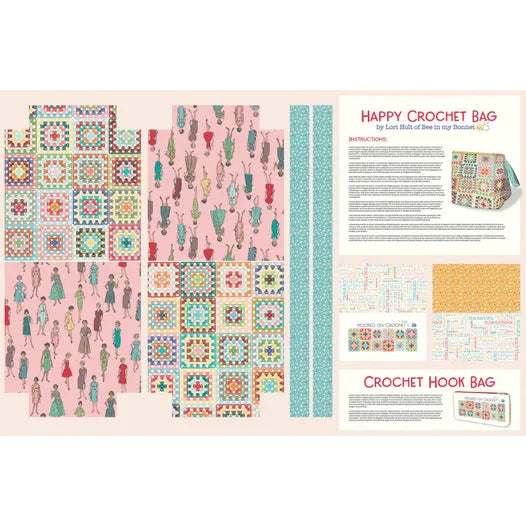 Happy Crochet Bag Panel by Lori Holt SKU HD12045-PANEL