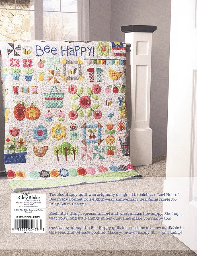 Bee Happy 72" x 80" Quilt Pattern Book by Lori Holt of Bee My Bonnet for Riley Blake Designs