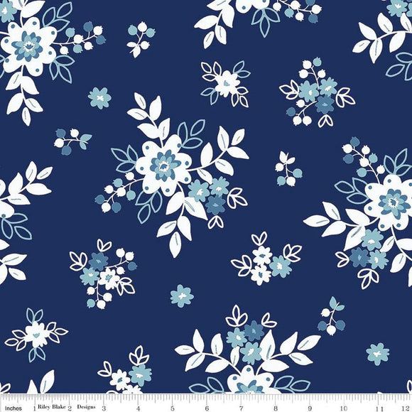 Simply Country by Tasha Noel for Riley Blake Designs Wide Quilt Backing Fabric--Navy Floral SKU WB13418