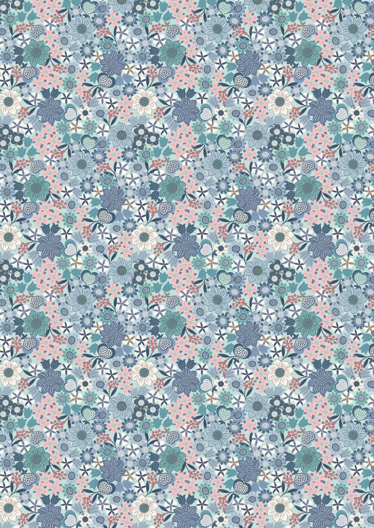 Lewis & Irene Michaelmas--Multi Floral on Light Blue