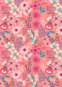 Lewis & Irene Hummingbird--Summer Floral on Dark Blush