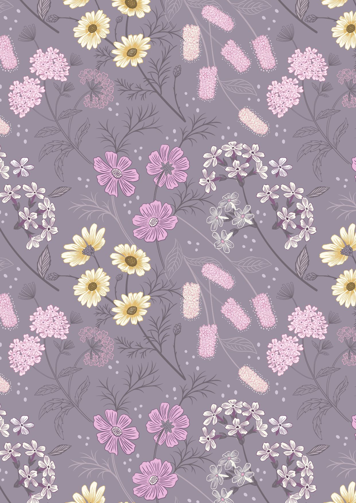 Lewis & Irene Botanic Garden--Garden Floral on Warm Lilac