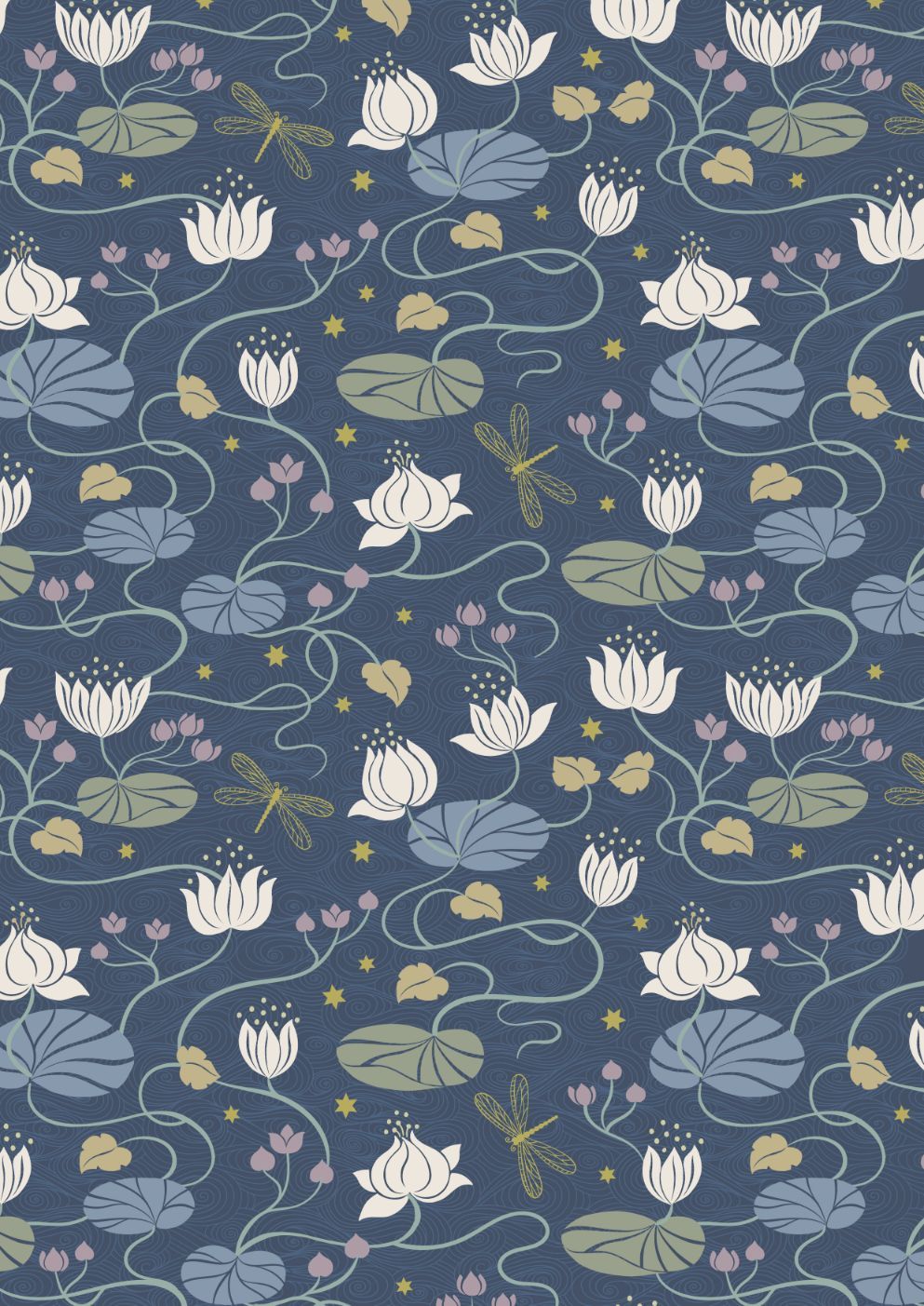 Lewis & Irene Jardin de Lis--Lilies on Dark Blue