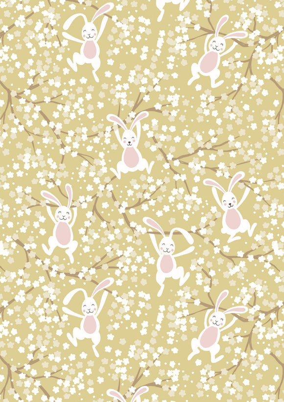 Lewis & Irene Bunny Hop--Swinging Bunnies on Spring Yellow