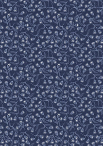 Lewis & Irene Enchanted--Enchanted Flowers on Dark Blue with Silver Metallic