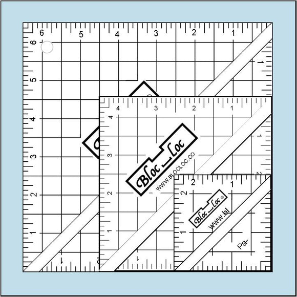 Bloc Loc Half Square Triangle HST Set #2--3-Ruler Set