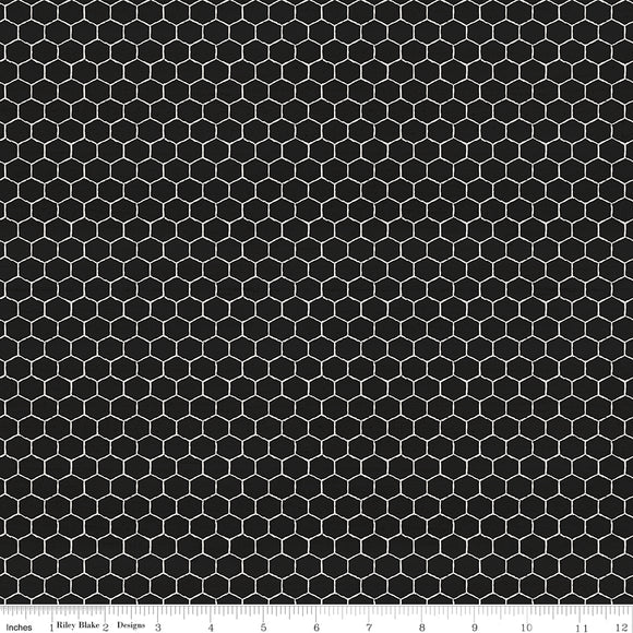 Bee's Life by Tara Reed for Riley Blake Designs--Honeycomb, Black