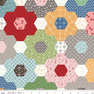 Calico by Lori Holt of Bee in My Bonnet for Riley Blake Designs, Grandma's Flower Garden Cheater Print