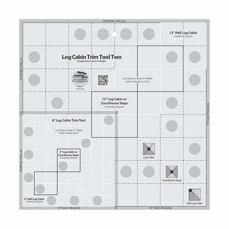 Creative Grids® Log Cabin Trim Tool Two 6in & 12in Blocks Quilt Ruler