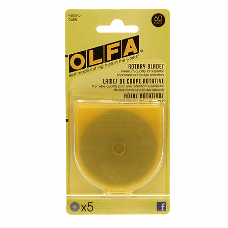 Olfa 60mm Rotary Blade Replacement--5-pack
