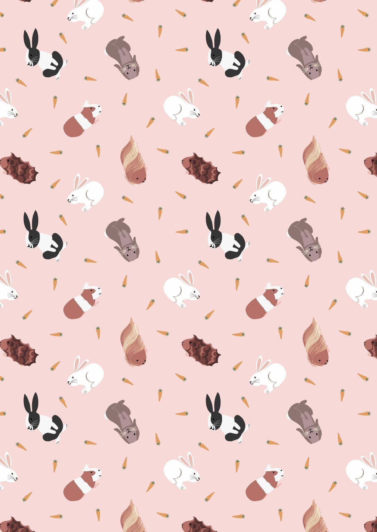 Lewis & Irene Small Things Pets--Rabbits on Light Dusky Pink