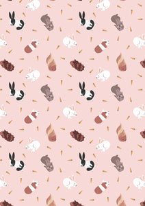 Lewis & Irene Small Things Pets--Rabbits on Light Dusky Pink