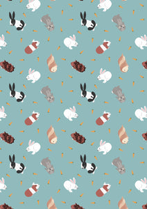 Lewis & Irene Small Things Pets--Rabbits on Turquoise Blue