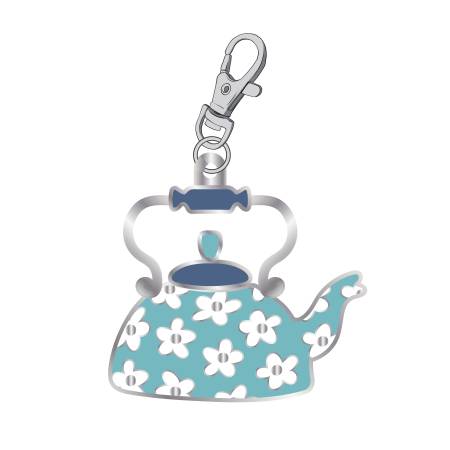 Lori Holt Enamel Happy Charm/Zipper Pull Blossom Teapot