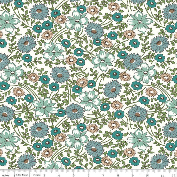 Prairie Flower Wide Quilt Backing--Teal by Lori Holt of Bee in My Bonnet for Riley Blake Designs