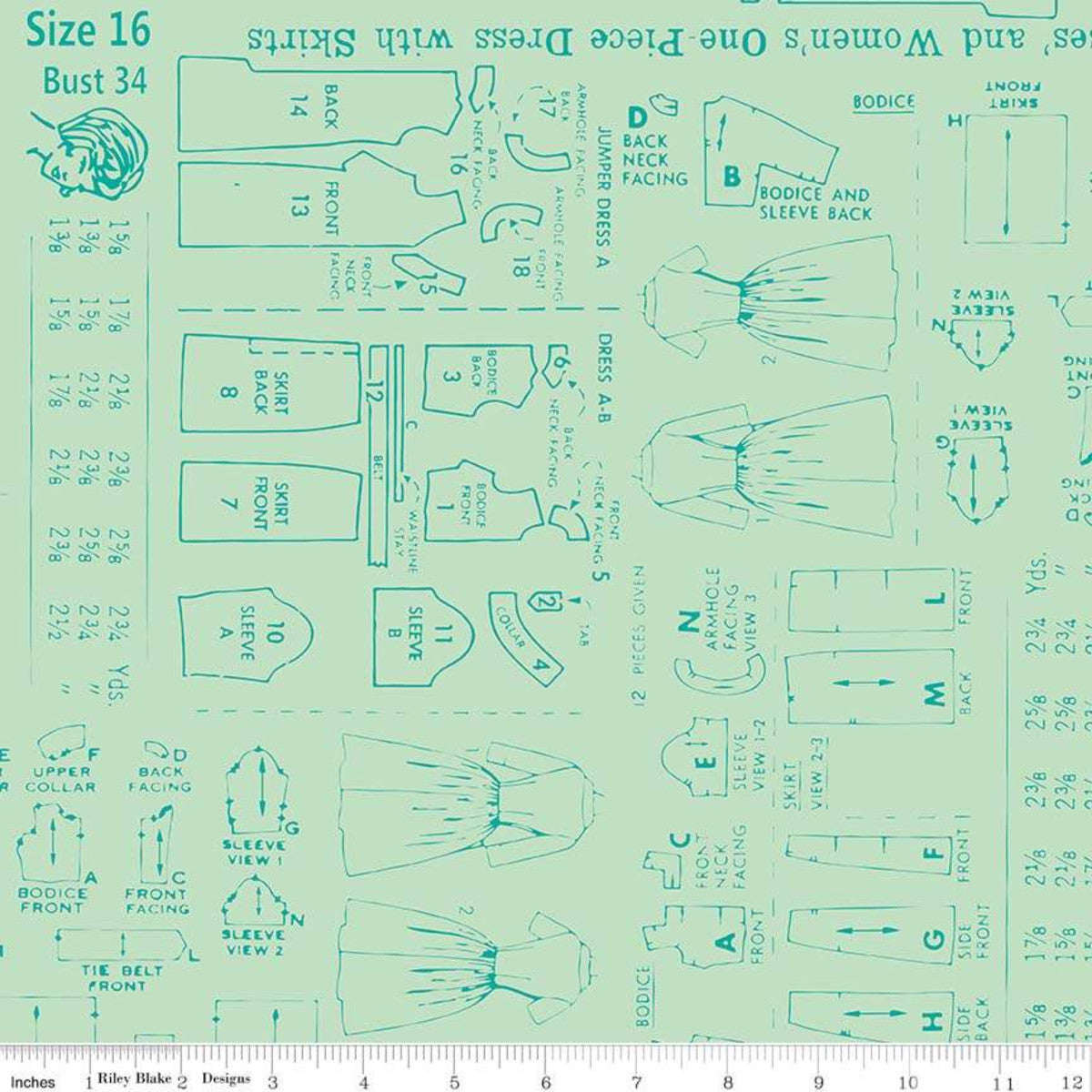 Bee Backings Wide Quilt Backing Fabric--Mint Pattern