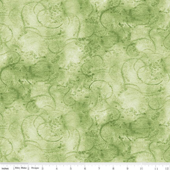Painter's Watercolor Swirl Wide Quilt Backing--Sage Green