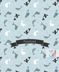 Lewis & Irene Small Things Polar Animals--Whales on Icy Blue with Pearl