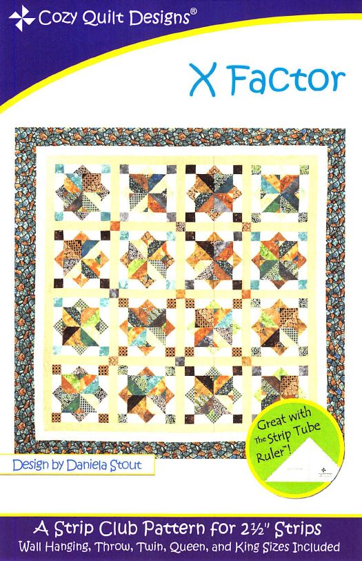 Cozy Quilt Designs X Factor Pattern <br> Click for fabric requirements